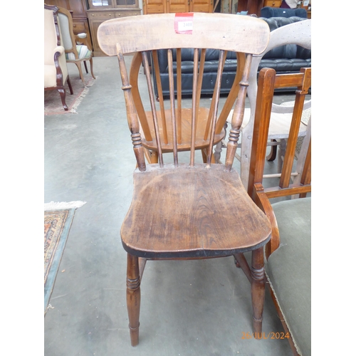 2408 - A mid century Ercol hoop stick back kitchen chair, a penny seated chair and a balloon back chair (3)