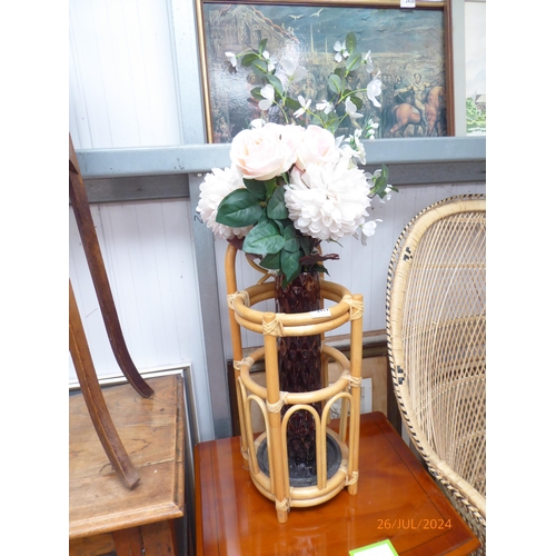 2419 - An umbrella stand, vase and faux flowers