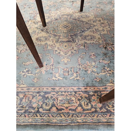 2439 - A blue and gold lounge rug 182cm x 274cm