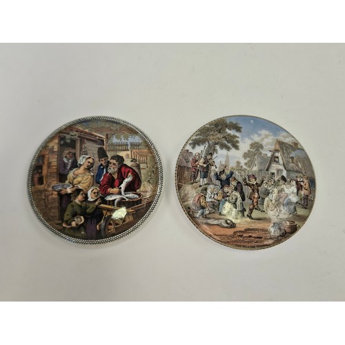 1351 - Two Victorian pot lids, chip to one and hairline to other