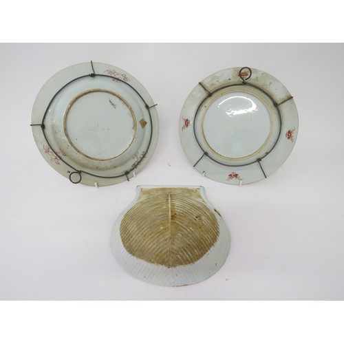 6007 - Two 19th Century plates, 23cm diameter and a dish (3)