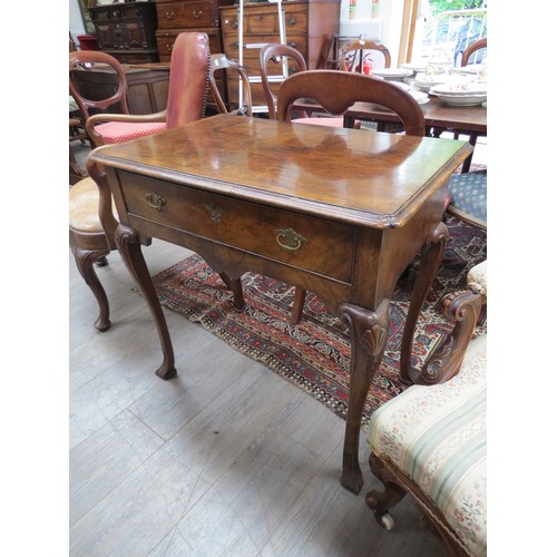 6051 - A George II walnut side-table, single drawer, 75.5cm x 77cm x 49cm