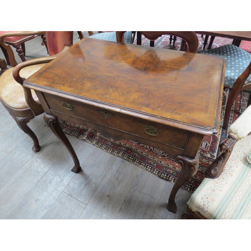 6051 - A George II walnut side-table, single drawer, 75.5cm x 77cm x 49cm