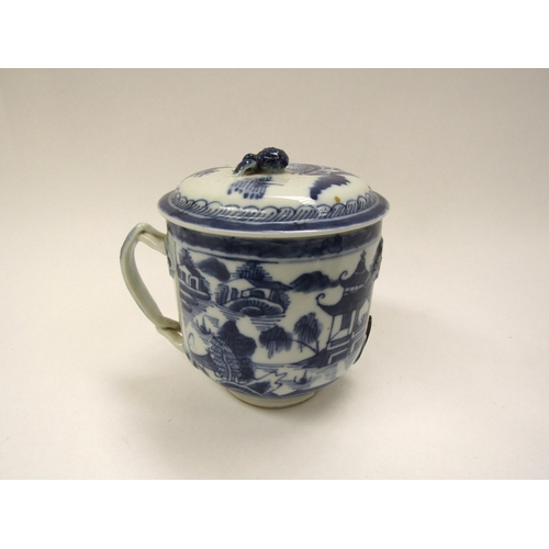 6005 - 18th Century export lidded cup and saucer, miniature vases and tureen lid