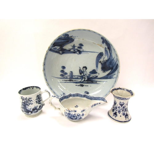 6006 - Chinese blue and white dish, tankard and two associated items, restoration present