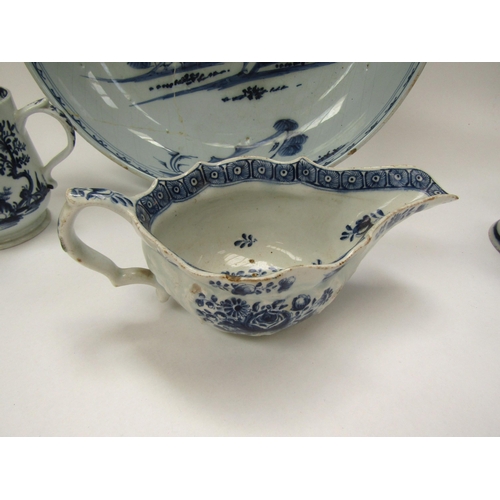 6006 - Chinese blue and white dish, tankard and two associated items, restoration present