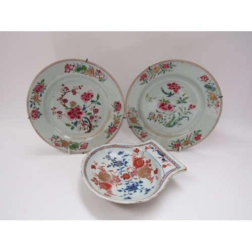 6007 - Two 19th Century plates, 23cm diameter and a dish (3)