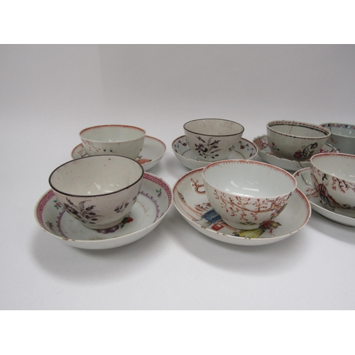 6015 - Oriental tea bowls and saucers mostly decorated with figures, most with condition issues (15 pieces)