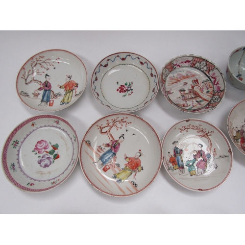 6015 - Oriental tea bowls and saucers mostly decorated with figures, most with condition issues (15 pieces)