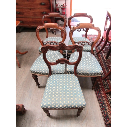 6087 - Four matching Victorian chairs with blue seats and similar example (5)