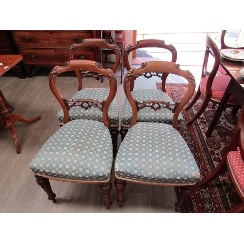 6087 - Four matching Victorian chairs with blue seats and similar example (5)