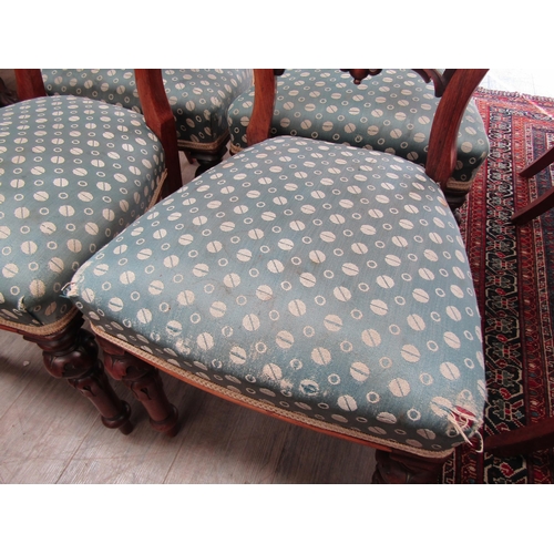 6087 - Four matching Victorian chairs with blue seats and similar example (5)