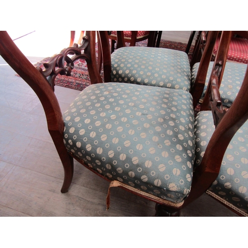 6087 - Four matching Victorian chairs with blue seats and similar example (5)