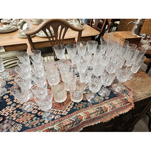 6107 - Suite of crystal glasses including champagne flutes, red wine, white wine, tumblers (71)