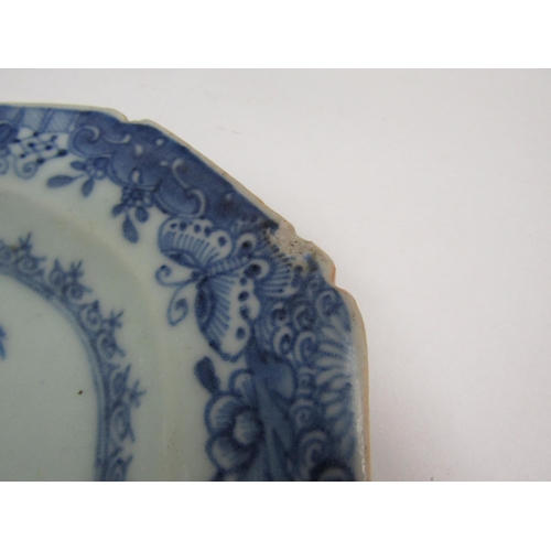 6011 - Two late 18th Century/early 19th Century Chinese export blue and white small platters with butterfly... 