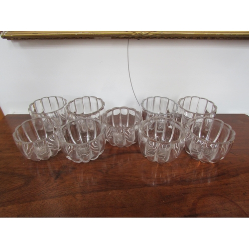 6097 - Nine melon fluted glass finger bowls