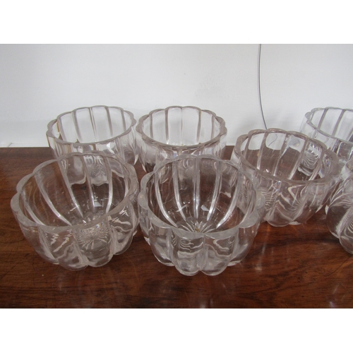 6097 - Nine melon fluted glass finger bowls