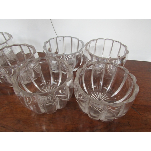 6097 - Nine melon fluted glass finger bowls