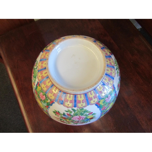 1020 - A modern decorative Oriental fish bowl, 30cm diameter