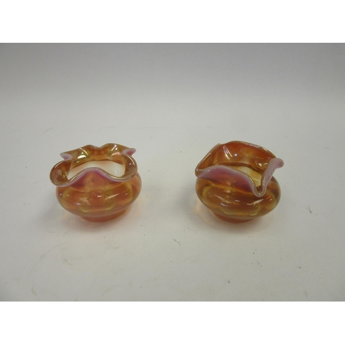 1430 - A pair of miniature vaseline glass bowls, 3.5cm tall