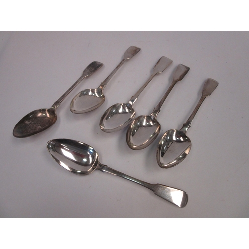 1432 - Six silver dessert spoons, various assay marks