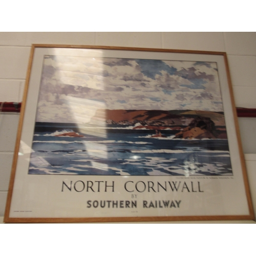 1443 - A large oak framed Southern Railway print, North Cornwall, 105cm x 130cm total