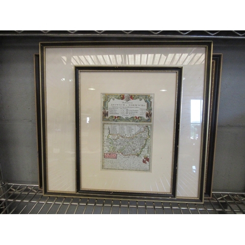 1452 - An Ipswich to Norwich road map, an engraving depicting the Duke of Suffolk and print of Pembroke Tow... 