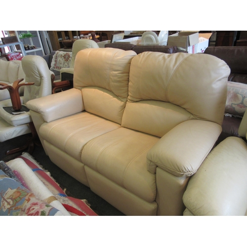 1171 - A G-Plan cream leather electric reclining two seater sofa