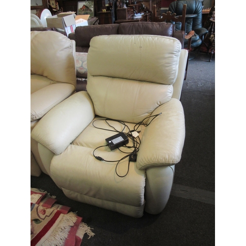 1171A - A cream leather reclining electric chair with power lead