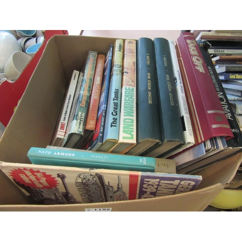 1195 - A box of military books including aviation, tanks, Second World War etc.