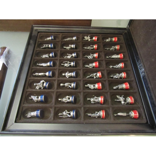 1213 - A Battle of Waterloo chess set by Franklin Mint with pewter pieces