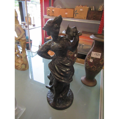 1222 - A French reproduction bronze figure of a lady fanning herself after Rancoulet, 33cm tall