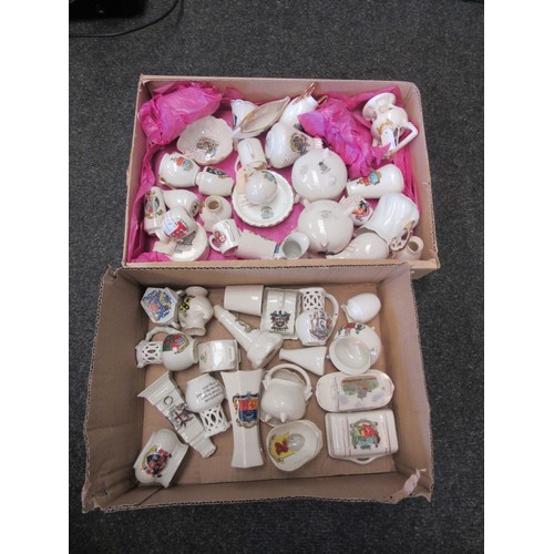 1441 - Two boxes of crested china to include Willow, Carlton, Foley, Florentine 