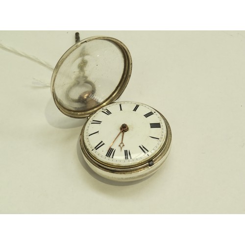 6721 - A John Giscard Swaffham, silver pair cased pocket watch numbered 10094 with fusee movement London 18... 