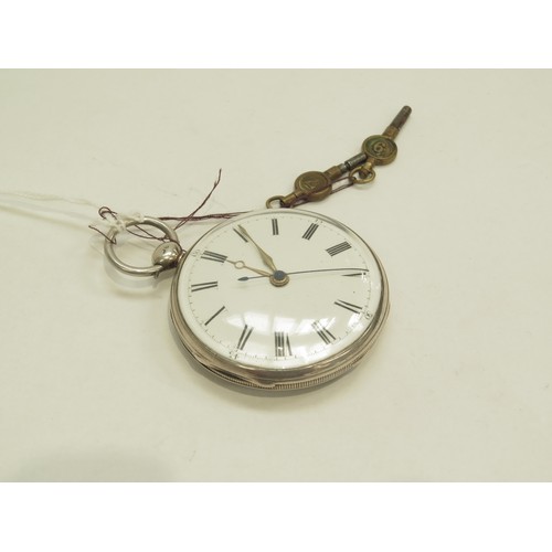 6720 - A Junius Bailey London slim silver pocket watch, numbered 3699 with highly decorated mechanism dial ... 