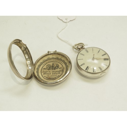 6712 - A silver pair cased pocket watch by Bedford Hingham with fusee movement, London 1836, approx. 6.3cm ... 