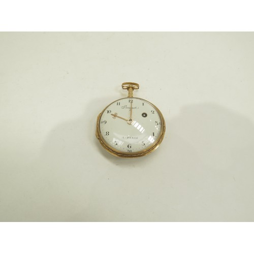 6704 - Breguet à Paris enamel full hunter Keywound Verge Pocket Watch, Signed Breguet à Paris, Late 18th Ce... 