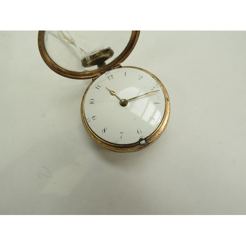 6702 - A Georgian pair cased hour repeating pocket watch with fusee movement striking on a bell. The case w... 