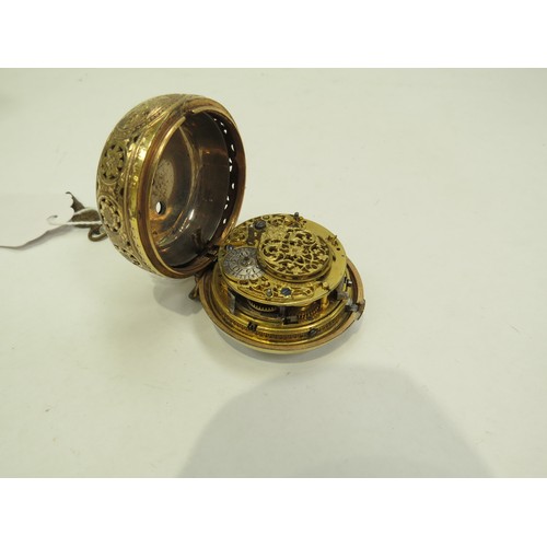 6702 - A Georgian pair cased hour repeating pocket watch with fusee movement striking on a bell. The case w... 