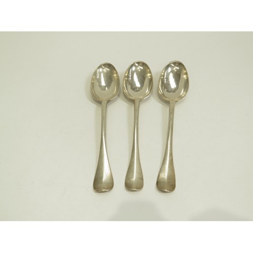 6681 - Three 18th Century silver tablespoons, makers mark ALT, Edinburgh 1763, with Elephant and Castle cre... 