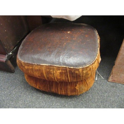 1120 - A faux crocodile skin topped and velvet foot-stool