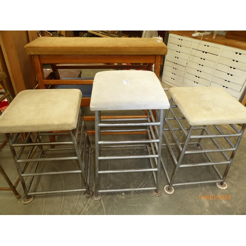 2016 - Three leather top gym stools