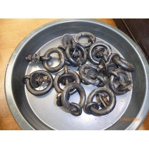 2044 - A set of 12 metal ring hoop handles