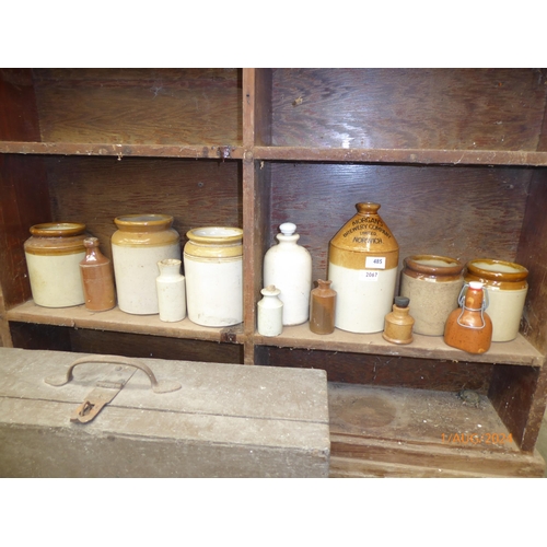 2067 - A selection of stoneware jars including Morgans