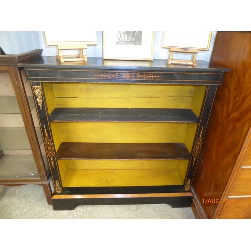 2146 - A Victorian ebonized and gilt half height open bookcase