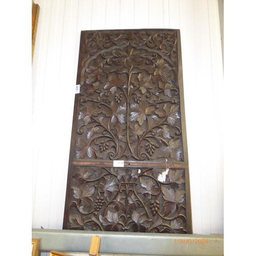 2149 - An Anglo Indian carved wall hanging of foliage 87cm x 45cm