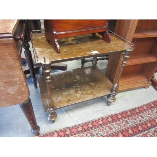 2186 - A Victorian lacquered two tier side table with brass rail