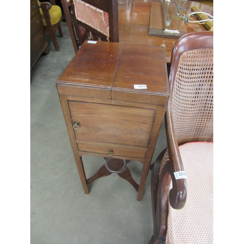 2217 - A 19th Century mahogany compact washstand together with a later sewing box