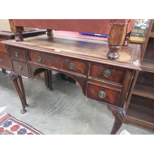 2370 - A mahogany side table desk for re-upholstery