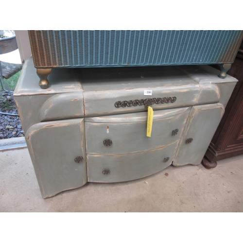 2381 - A blue painted chest of drawers